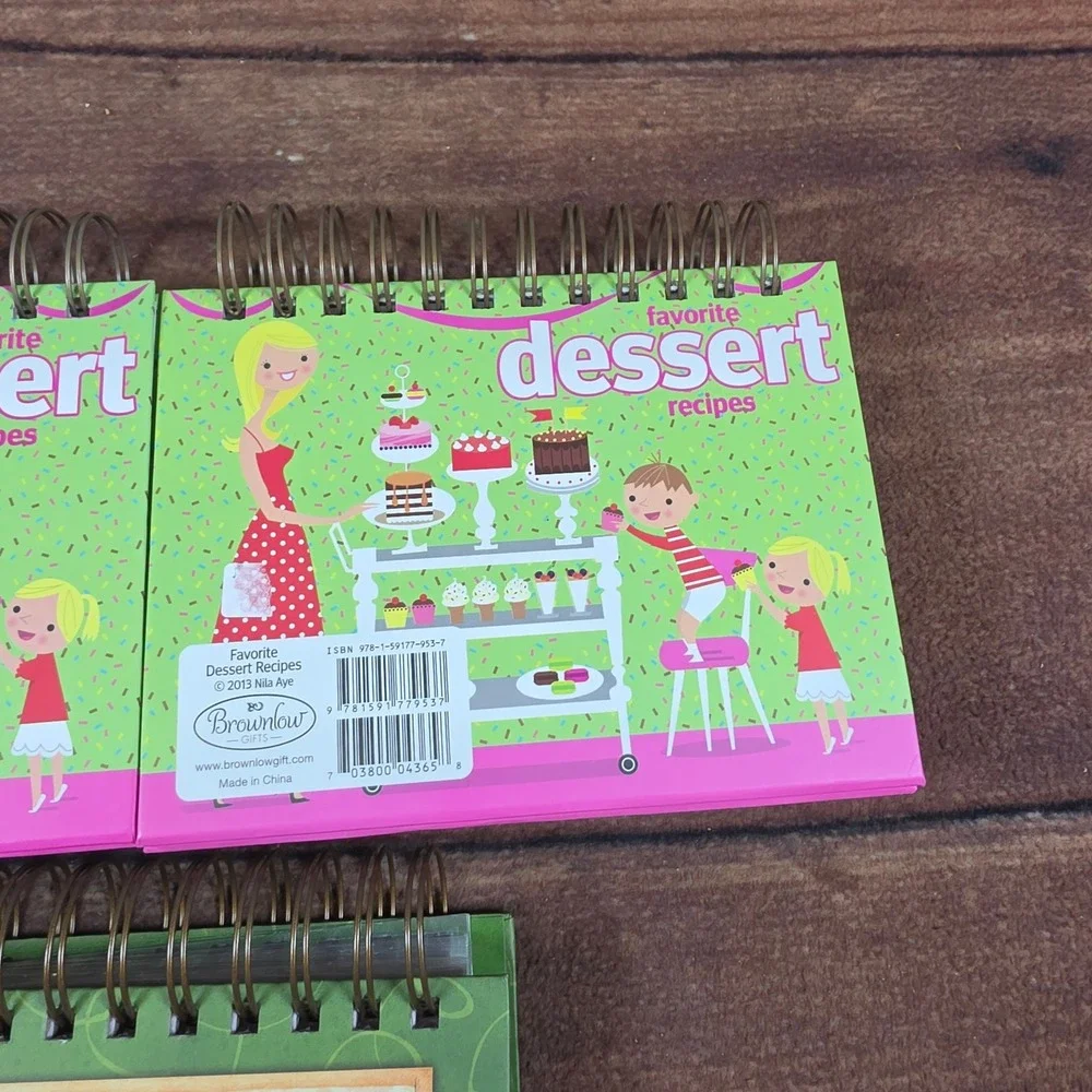 Brownlow Gifts Recipe Books Set of 3 Green Pink Good Spiral Dessert Cookies